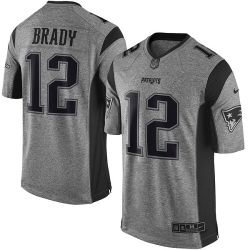 Men's Limited Tom Brady Nike Jersey Gray - #12 Gridiron NFL New England Patriots